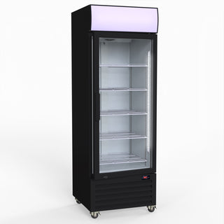 540L Single Glass Door Black Colourbond Upright Drink Fridge - Thermaster LG-540BP