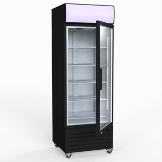 540L Single Glass Door Black Colourbond Upright Drink Fridge - Thermaster LG-540BP