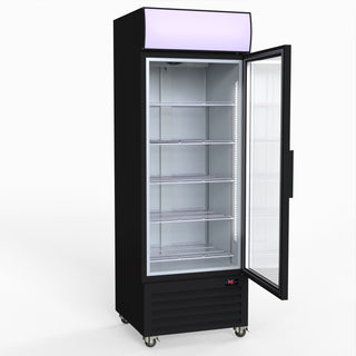 540L Single Glass Door Black Colourbond Upright Drink Fridge - Thermaster LG-540BP