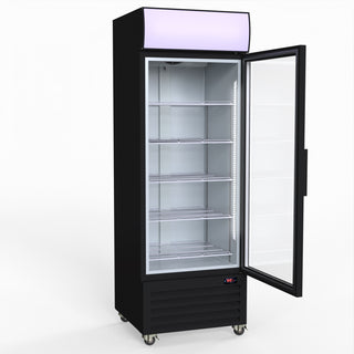 540L Single Glass Door Black Colourbond Upright Drink Fridge - Thermaster LG-540BP