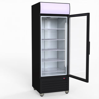 540L Single Glass Door Black Colourbond Upright Drink Fridge - Thermaster LG-540BP