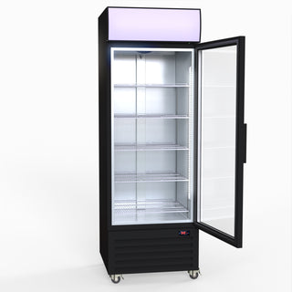 540L Single Glass Door Black Colourbond Upright Drink Fridge - Thermaster LG-540BP