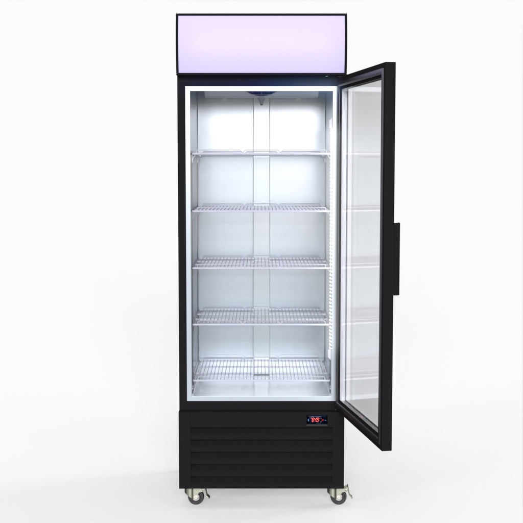 540L Single Glass Door Black Colourbond Upright Drink Fridge - Thermaster LG-540BP