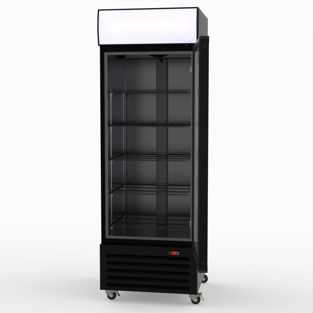 Thermaster 540L Single Glass Door Black Colourbond Upright Drink Fridge LG-540BP