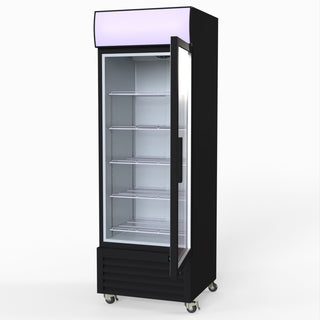 540L Single Glass Door Black Colourbond Upright Drink Fridge - Thermaster LG-540BP