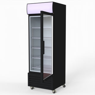 540L Single Glass Door Black Colourbond Upright Drink Fridge - Thermaster LG-540BP