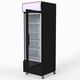 540L Single Glass Door Black Colourbond Upright Drink Fridge - Thermaster LG-540BP