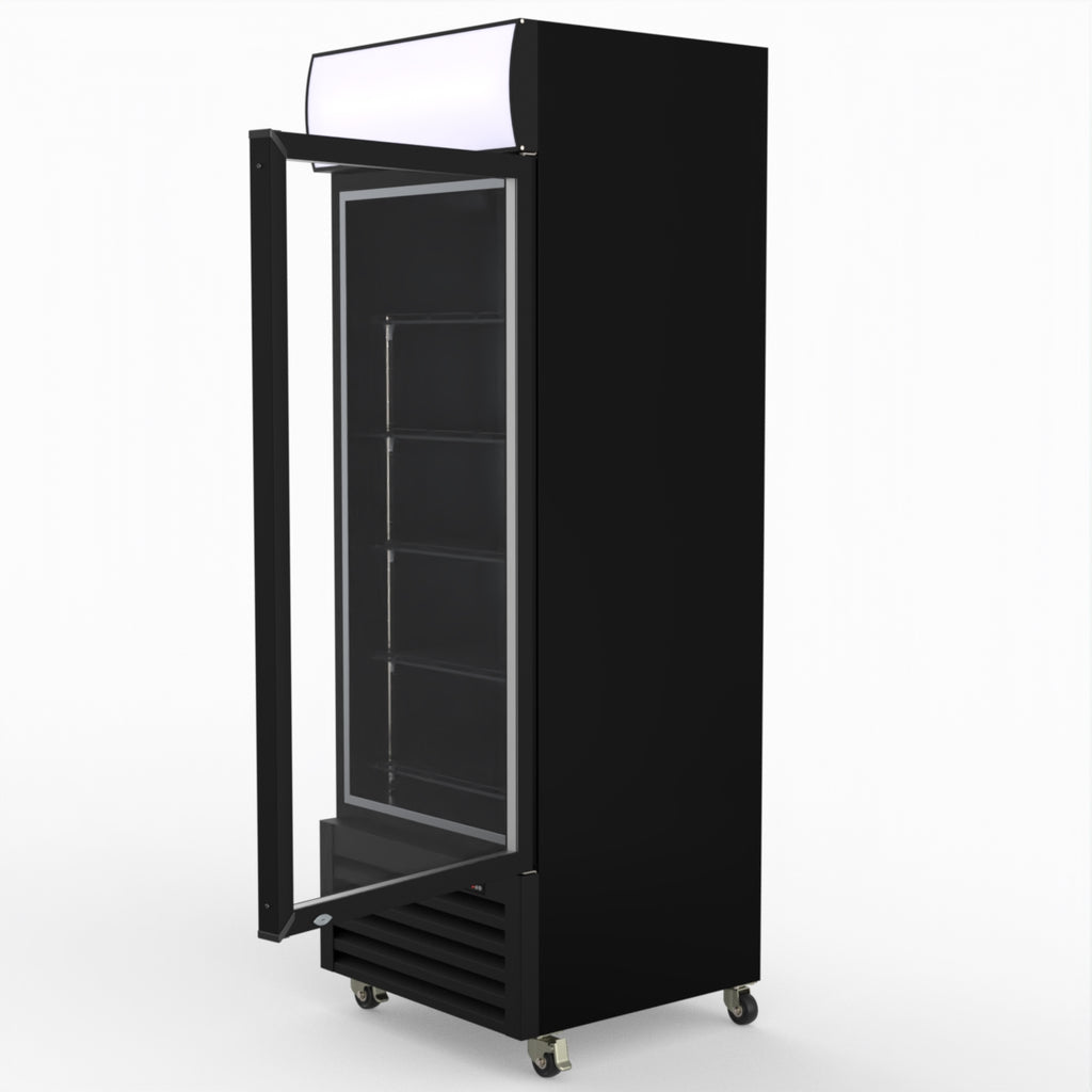 Thermaster 540L Single Glass Door Black Colourbond Upright Drink Fridge LG-540BP