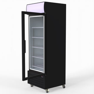 540L Single Glass Door Black Colourbond Upright Drink Fridge - Thermaster LG-540BP