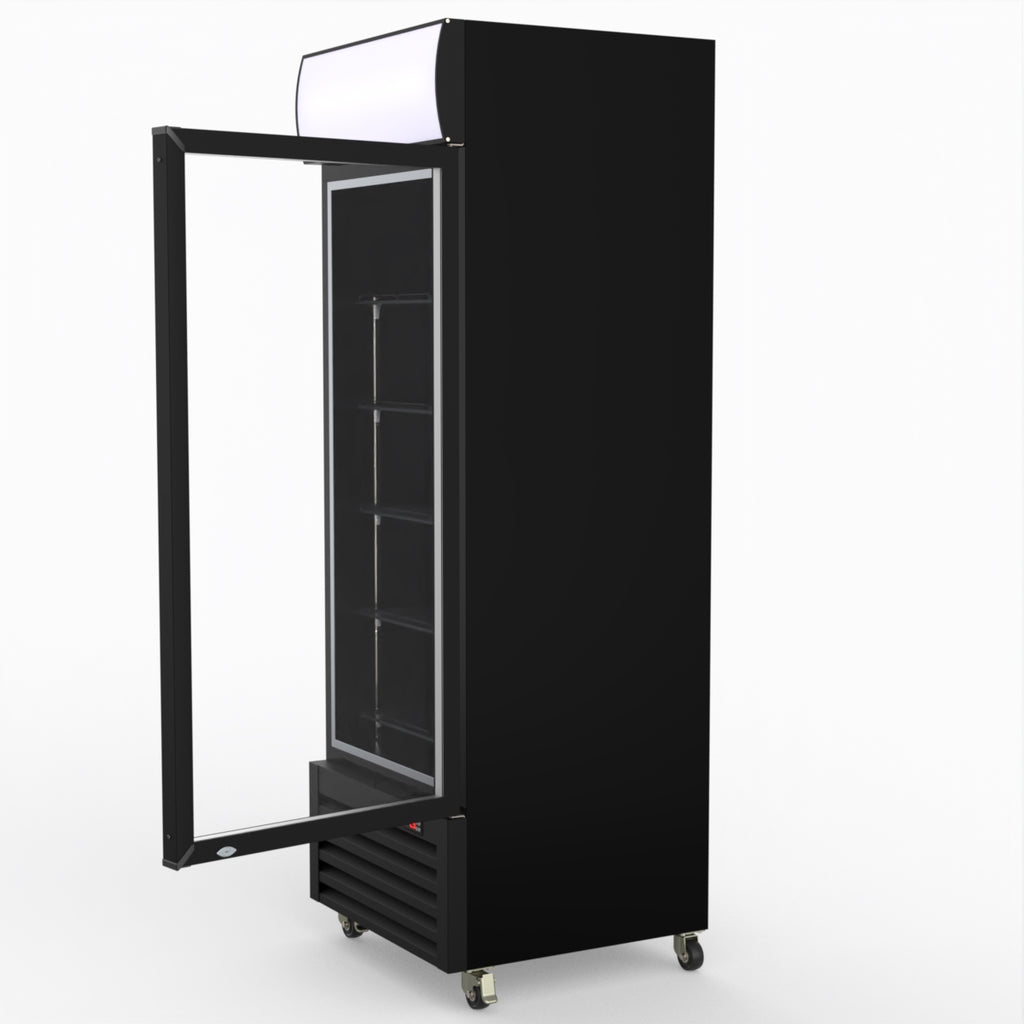 Thermaster 540L Single Glass Door Black Colourbond Upright Drink Fridge LG-540BP