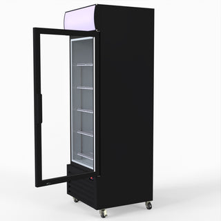 540L Single Glass Door Black Colourbond Upright Drink Fridge - Thermaster LG-540BP