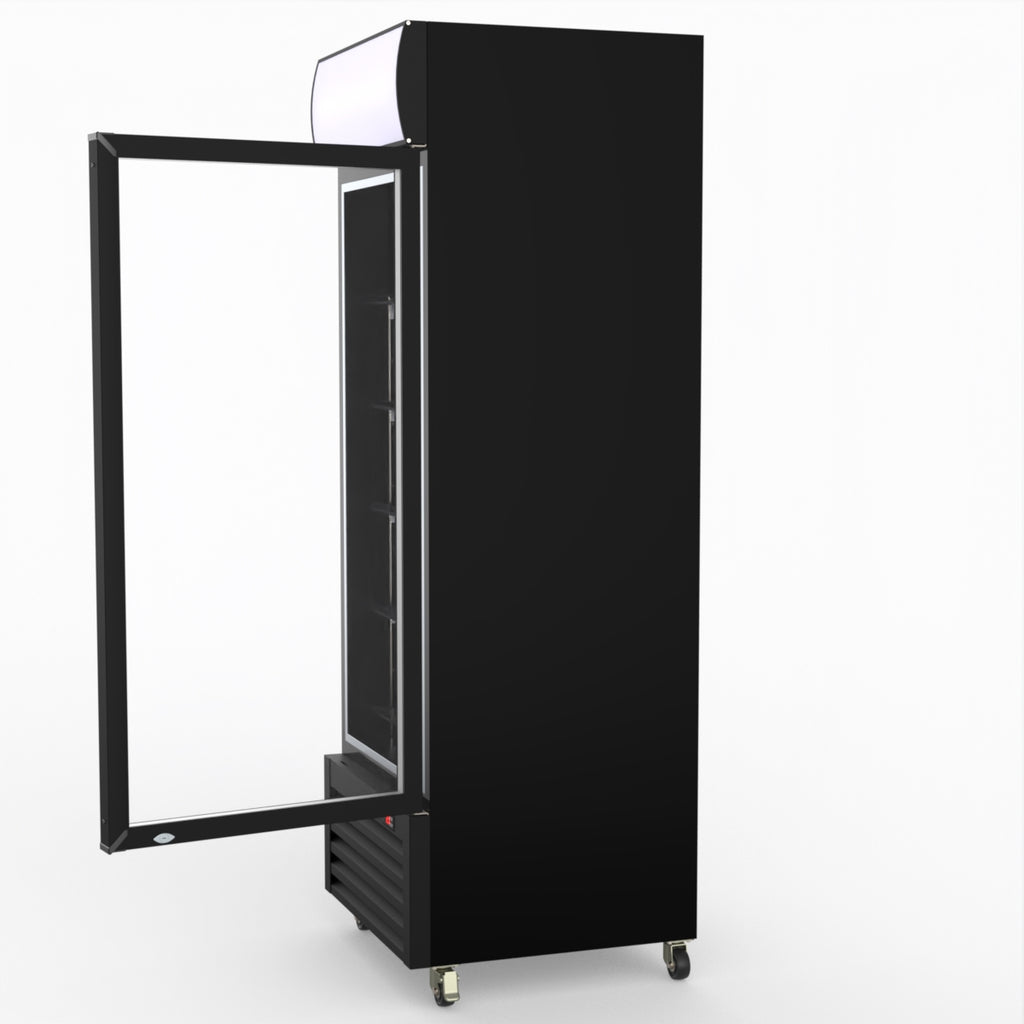 Thermaster 540L Single Glass Door Black Colourbond Upright Drink Fridge LG-540BP