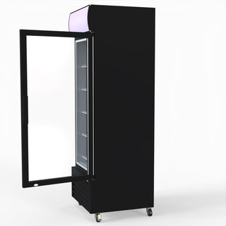 540L Single Glass Door Black Colourbond Upright Drink Fridge - Thermaster LG-540BP