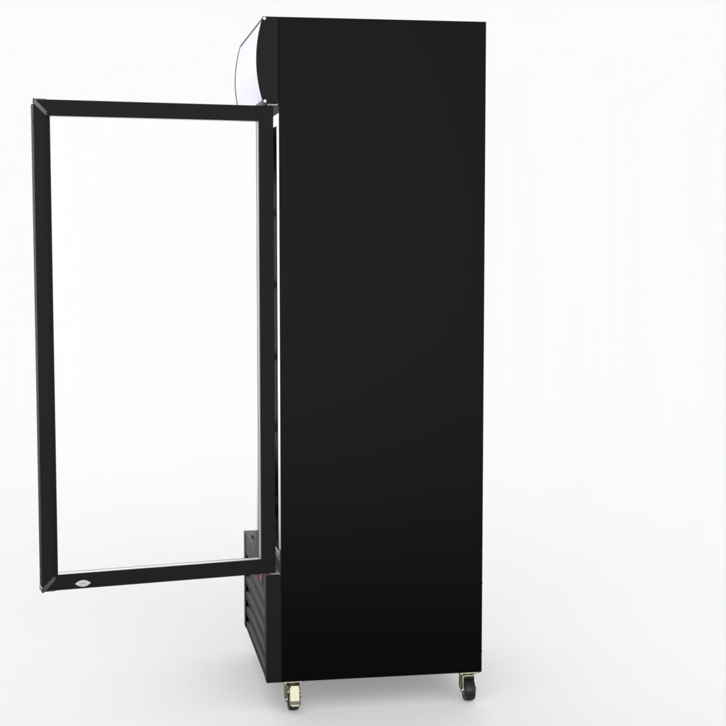 Thermaster 540L Single Glass Door Black Colourbond Upright Drink Fridge LG-540BP