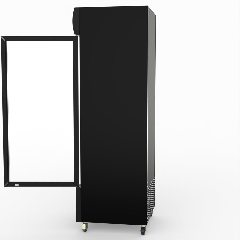 Thermaster 540L Single Glass Door Black Colourbond Upright Drink Fridge LG-540BP