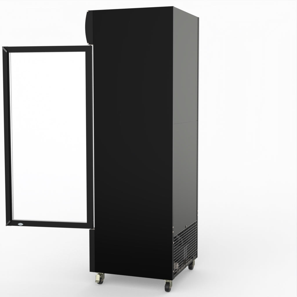 Thermaster 540L Single Glass Door Black Colourbond Upright Drink Fridge LG-540BP