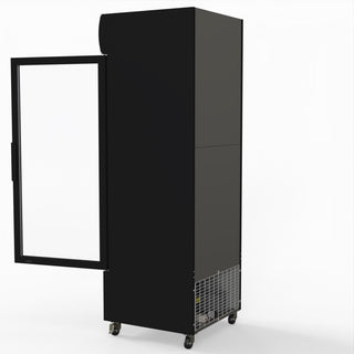 540L Single Glass Door Black Colourbond Upright Drink Fridge - Thermaster LG-540BP