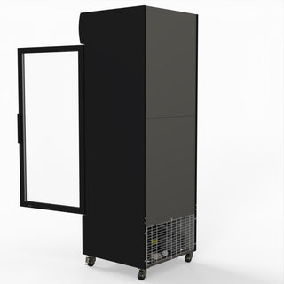 540L Single Glass Door Black Colourbond Upright Drink Fridge - Thermaster LG-540BP