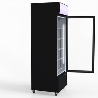 540L Single Glass Door Black Colourbond Upright Drink Fridge - Thermaster LG-540BP