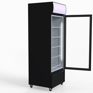 540L Single Glass Door Black Colourbond Upright Drink Fridge - Thermaster LG-540BP