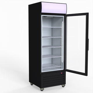 540L Single Glass Door Black Colourbond Upright Drink Fridge - Thermaster LG-540BP