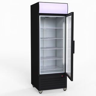 540L Single Glass Door Black Colourbond Upright Drink Fridge - Thermaster LG-540BP