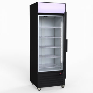 540L Single Glass Door Black Colourbond Upright Drink Fridge - Thermaster LG-540BP