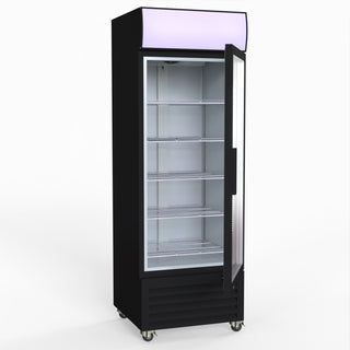 540L Single Glass Door Black Colourbond Upright Drink Fridge - Thermaster LG-540BP