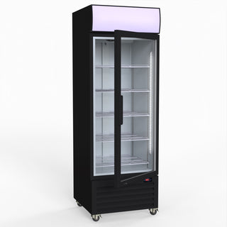 540L Single Glass Door Black Colourbond Upright Drink Fridge - Thermaster LG-540BP