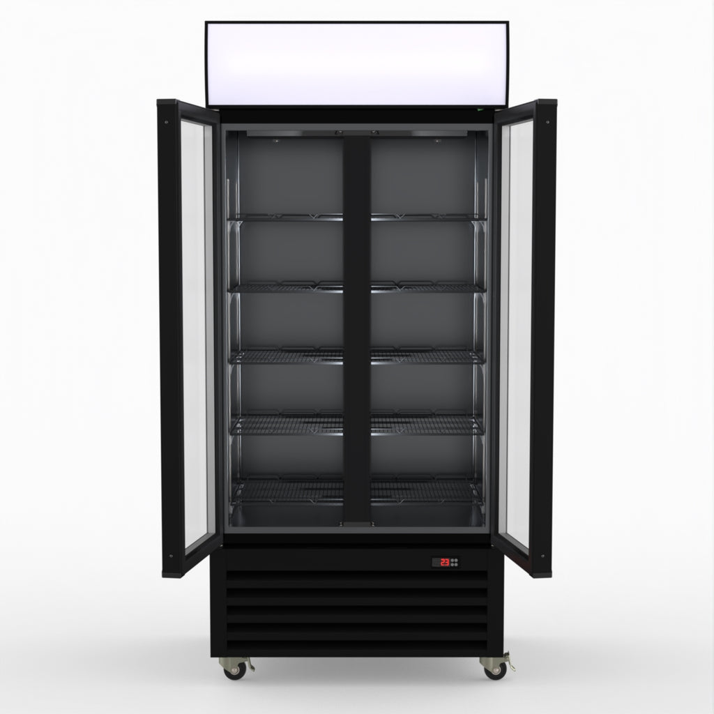 Thermaster Double Glass Door Colourbond Upright Drink Fridge LG-580BP