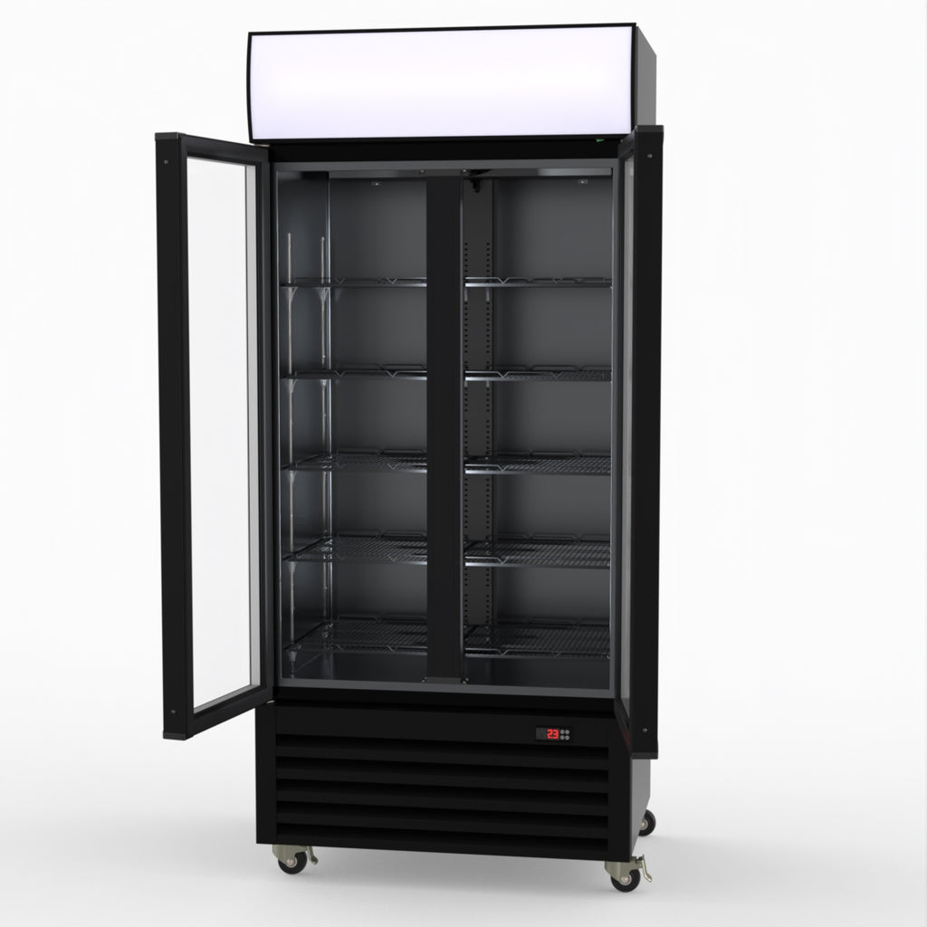 Thermaster Double Glass Door Colourbond Upright Drink Fridge LG-580BP