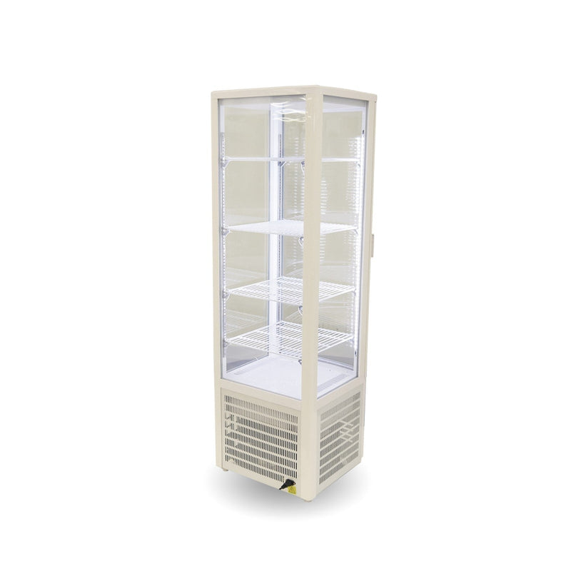 Four-Sided Upright Beverage Display Fridge Ivory-White - Thermaster LSC235