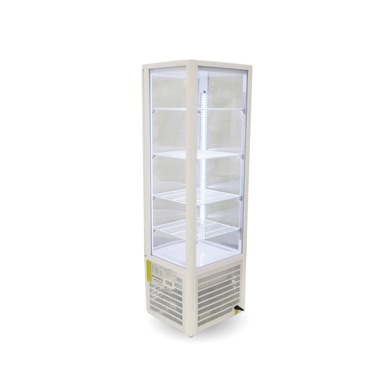 Four-Sided Upright Beverage Display Fridge Ivory-White - Thermaster LSC235