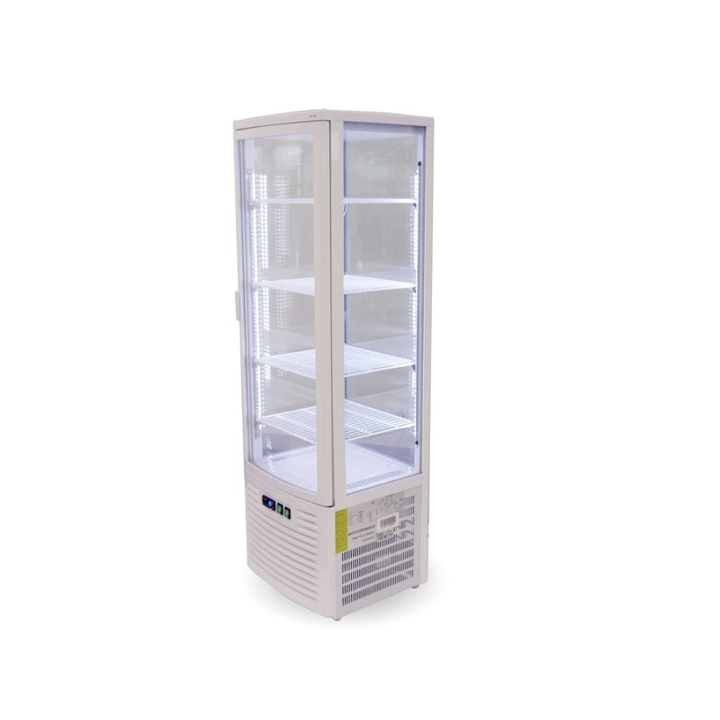 Four-Sided Upright Beverage Display Fridge Ivory-White - Thermaster LSC235