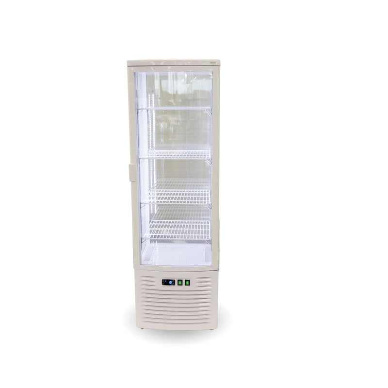 Four-Sided Upright Beverage Display Fridge Ivory-White - Thermaster LSC235