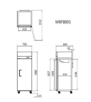 Atosa Top Mounted Single Door Freezer MBF8001