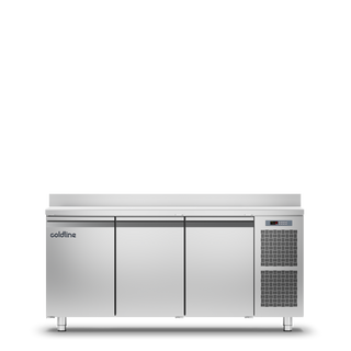 Coldline 3 Door Master Counter Freezer with Stainless Steel Worktop & Splashback - TA17/1B