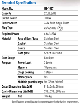 Light Duty Microwave - - Panasonic NE-1037