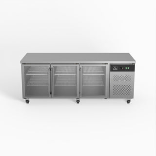 AG Three Door Commercial Glass Door Worktop / Under Bench Display Fridge 800mm Depth- AG Equipment AG-PAX3100TNG