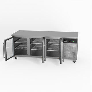 AG Three Door Commercial Glass Door Worktop / Under Bench Display Fridge 800mm Depth- AG Equipment AG-PAX3100TNG