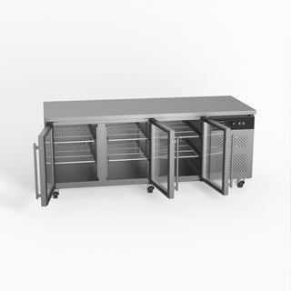 AG Three Door Commercial Glass Door Worktop / Under Bench Display Fridge 800mm Depth- AG Equipment AG-PAX3100TNG