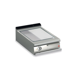 Baron 1 Burner Electric Fry Top With 2/3 Smooth And 1/3 Ribbed Chrome Plate And Thermostat Control Q70SFT/E625