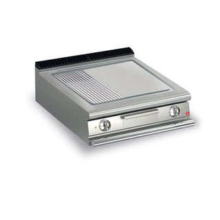 Baron 2 Burner Electric Fry Top With 2/3 Smooth 1/3 Ribbed Mild Steel Plate And Thermostatic Control Q90SFT/E820