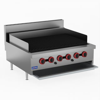 Natural Gas 6 Burner Char Grill Top - GasMax QR-36E