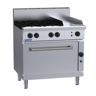 Luus RF-4B3P 900mm Gas 4 Burner 300mm Griddle Range & Convection Oven RF-4B3P-LPG