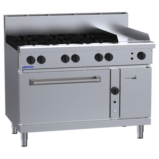 Luus RF-6B3P 1200mm Gas 6 Burner 300mm Griddle Range & Convection Oven RF-6B3P-NG