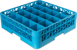 Carlisle OptiClean Blue 25 Compartment Divided Rack with One 25 compartment divider Extender 500mm x 500mm x 140mm - RG25-114