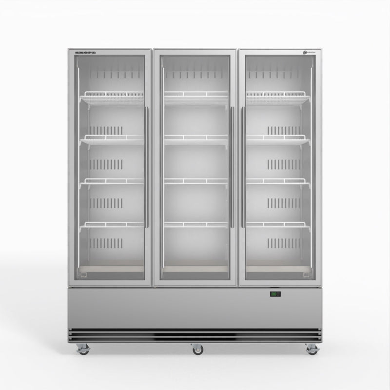 Skope SKB1500N-A 3 Glass Door Display or Storage Fridge - Stainless Steel