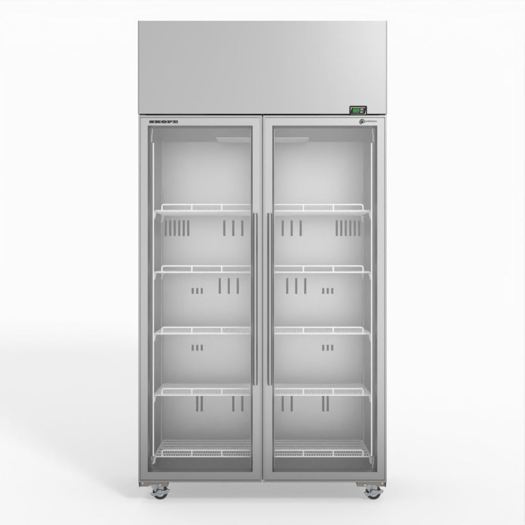 Skope 2 Glass Door Display or Storage Fridge - SKT1000N-A - Stainless Steel