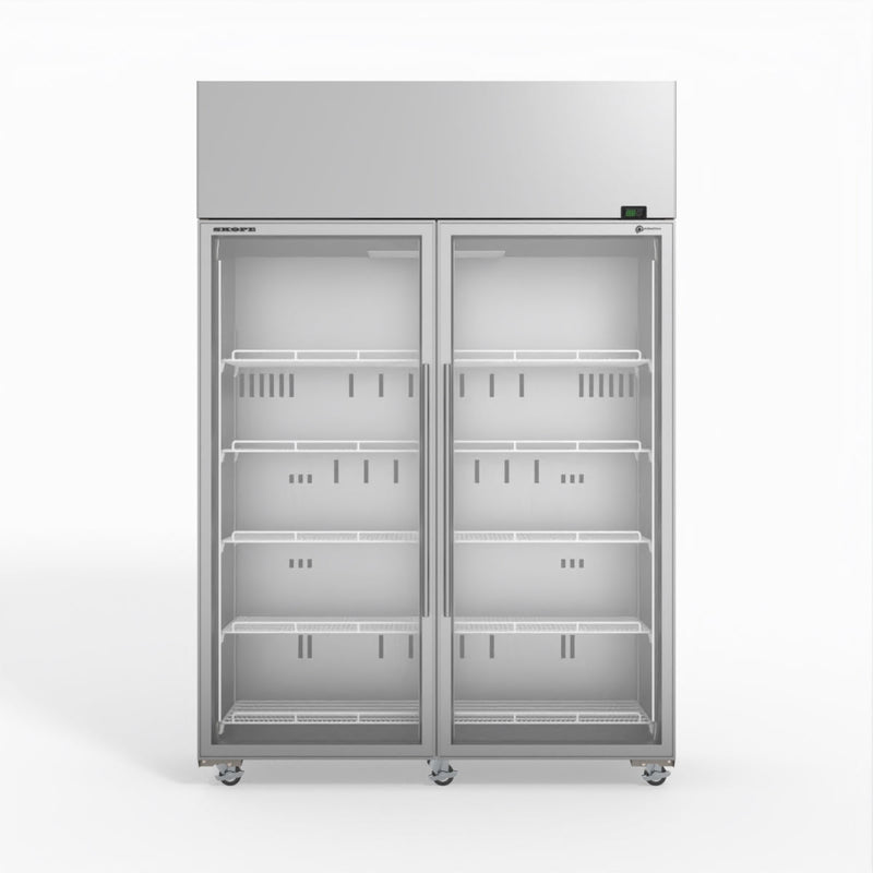 Skope 2 Glass Door Display or Storage Fridge - SKT1300N-A - Stainless Steel